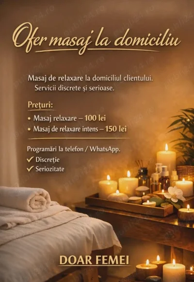 Ofer masaj la domiciliu dumnevoastră
