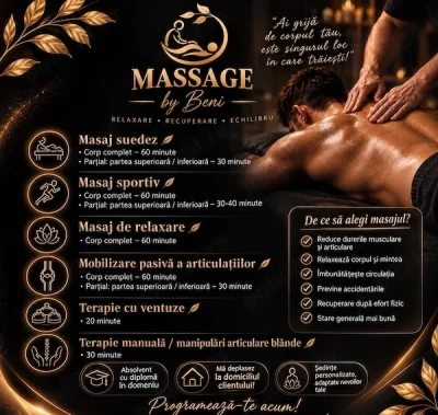 Masaj profesional terapeutic la domiciliu